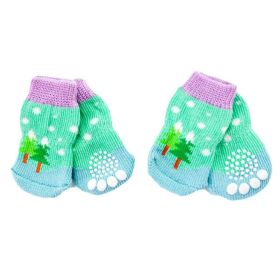 4 Pcs Christmas Tree Dog Knitted Pet Socks Cute Snow Puppy Socks Dog Foot Covers Poodle Teddy Socks