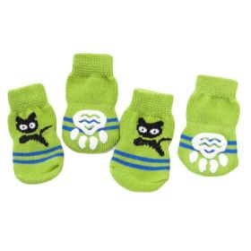 4 Pcs Green Knitted Dogs Socks Socks Cute Pet Socks Dog Paw Protection for Puppy Indoor Wear