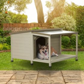 Outdoor Fir Wood Dog House with Open Roof Large Terrace - Weatherproof