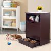 Pet Feeder Station with Storage, Fine Wooden Dog and Cat Feeder Hide Away Cabinet with Stainless Steel Bowls