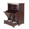 Pet Feeder Station with Storage, Fine Wooden Dog and Cat Feeder Hide Away Cabinet with Stainless Steel Bowls