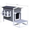 Wooden Cat House w/ Flower Pot