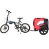 Bicycle trailer for pets outdoor foldable red color dog trailer with reflectors and safty flag