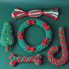 Christmas Pet Toy Set For Dogs; Stocking Candy Cane Dog Chew Toys; Wreath Knot Rope Toy