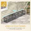 PawHut Cat Tunnel Outdoor, Wooden Cat Tube with Combinable Design, 8 Doors, 98" Cat Toys for Kitty, Puppy, Pet, House, Window, Cage, Dark Gray