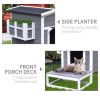 Wooden Cat House w/ Flower Pot