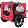 Bicycle trailer for pets outdoor foldable red color dog trailer with reflectors and safty flag