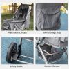 PawHut Travel Pet Stroller for Dogs, Cats, One-Click Fold Jogger Pushchair with Swivel Wheels, Braket, Basket Storage, Safety Belts, Adjustable Canopy