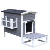 Wooden Cat House w/ Flower Pot