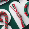 Christmas Pet Toy Set For Dogs; Stocking Candy Cane Dog Chew Toys; Wreath Knot Rope Toy