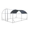 Large Metal Chicken Coop with Run, Walkin Chicken Coop for Yard with Waterproof Cover, 13.1 x 9.8 x 6.6 ft, Dome Roof Large Poultry Cage for Hen House