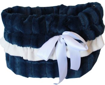 Navy Blue Reversible Snuggle Bugs Pet Bed, Bag, and Car Seat AllinOne