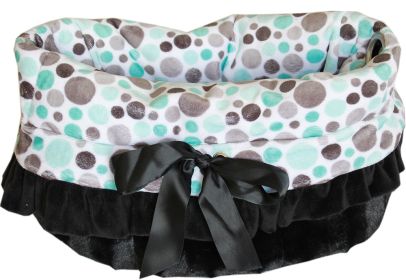 Aqua Party Dots Reversible Snuggle Bugs Pet Bed, Bag, and Car Seat All in One