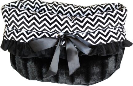 Black Chevron Reversible Snuggle Bugs Pet Bed, Bag, and Car Seat All in One