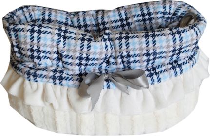 Blue Plaid Reversible Snuggle Bugs Pet Bed, Bag, and Car Seat All in One