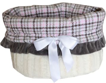 Pink Plaid Reversible Snuggle Bugs Pet Bed, Bag, and Car Seat All in One