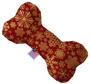 Red Snowflakes (Option: 10 inch Canvas Bone Dog Toy)