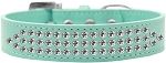 3-Row Clear Crystal Rhinestone Dog Collar (Size: Aqua Size 12)