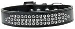 3-Row Clear Crystal Rhinestone Dog Collar (Size: Black Size 12)