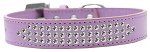 3-Row Clear Crystal Rhinestone Dog Collar (Size: Lavender Size 12)