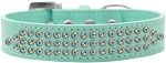 3-Row Iridescent Crystal Rhinestone Dog Collar (Size: Aqua Size 12)