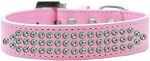 3-Row Iridescent Crystal Rhinestone Dog Collar (Size: Light Pink Size 12)