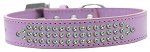 3-Row Iridescent Crystal Rhinestone Dog Collar (Size: Lavender Size 12)