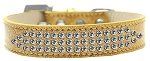 3-Row Clear Crystal Rhinestone Ice Cream Dog Collar (Size: Gold Size 12)