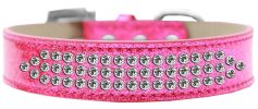 3-Row Clear Crystal Rhinestone Ice Cream Dog Collar