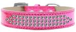 3-Row Clear Crystal Rhinestone Ice Cream Dog Collar (Size: Pink Size 12)