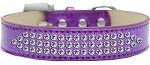 3-Row Clear Crystal Rhinestone Ice Cream Dog Collar (Size: Purple Size 12)