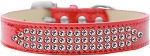 3-Row Clear Crystal Rhinestone Ice Cream Dog Collar (Size: Red Size 12)