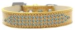 3-Row Iridescent Crystal Rhinestone Ice Cream Dog Collar (Size: Gold Size 12)