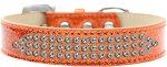 3-Row Iridescent Crystal Rhinestone Ice Cream Dog Collar (Size: Orange Size 12)