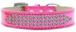 3-Row Iridescent Crystal Rhinestone Ice Cream Dog Collar (Size: Pink Size 12)