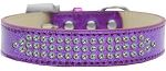 3-Row Iridescent Crystal Rhinestone Ice Cream Dog Collar (Size: Purple Size 12)