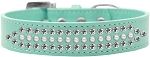 3-Row Ritz Pearl and Clear Crystal Rhinestone Dog Collar (Size: Aqua Size 12)