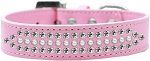 3-Row Ritz Pearl and Clear Crystal Rhinestone Dog Collar (Size: Light Pink Size 12)