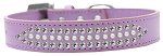 3-Row Ritz Pearl and Clear Crystal Rhinestone Dog Collar (Size: Lavender Size 12)