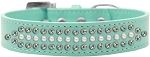 3-Row Ritz Pearl and Iridescent Crystal Rhinestone Dog Collar (Size: Aqua Size 12)