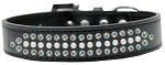 3-Row Ritz Pearl and Iridescent Crystal Rhinestone Dog Collar (Size: Black Size 12)