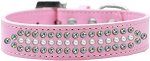 3-Row Ritz Pearl and Iridescent Crystal Rhinestone Dog Collar (Size: Light Pink Size 12)