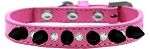 Crystal and Black Spikes Dog Collar (Size: Bright Pink Size 10)