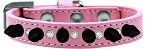 Crystal and Black Spikes Dog Collar (Size: Light Pink Size 10)