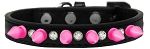 Crystal and Bright Pink Spikes Dog Collar (Size: Black Size 10)