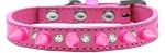 Crystal and Bright Pink Spikes Dog Collar (Size: Bright Pink Size 10)