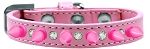 Crystal and Bright Pink Spikes Dog Collar