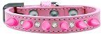 Crystal and Bright Pink Spikes Dog Collar (Size: Light Pink Size 10)