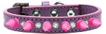 Crystal and Bright Pink Spikes Dog Collar (Size: Lavender Size 10)