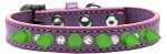 Crystal and Neon Green Spikes Dog Collar (Size: Lavender Size 10)